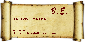 Ballon Etelka névjegykártya